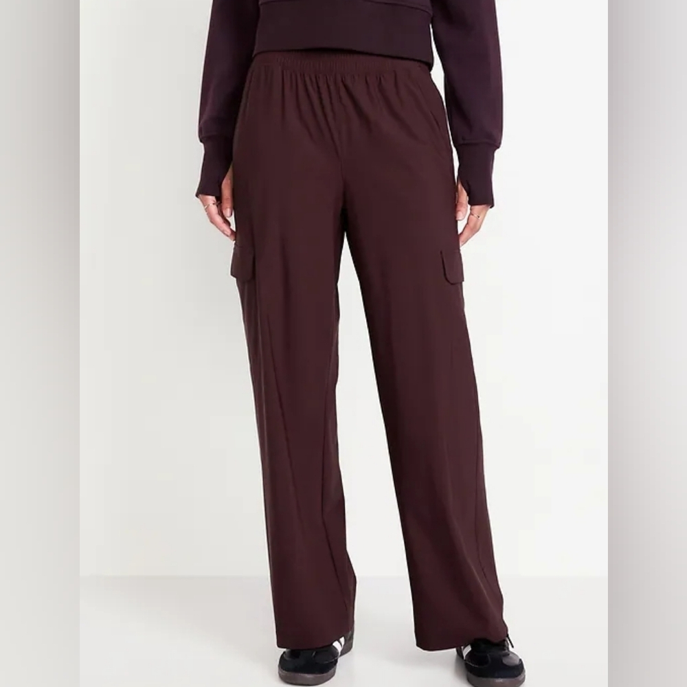 Women's High Waisted Sleektech Burgundy Cargo Pants